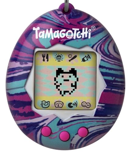 TAMAGOTCHI 42952NBNP Original Bandai marmoriertes Gehäuse mit Kette - Das Virtual-Reality-Haustier, Mehrfarbig von TAMAGOTCHI