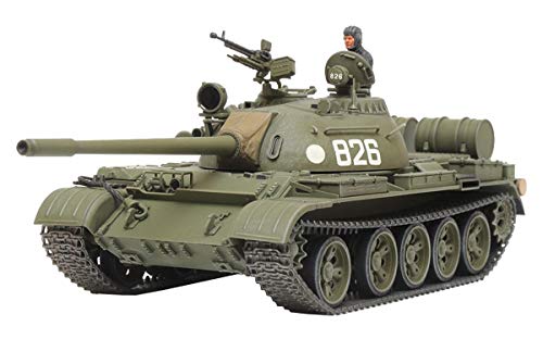 TAMIYA 32598 Tank 1:48 Russischer Mit. KPz T-55, originalgetreue Nachbildung, Modellbau, Plastik Bausatz, Basteln, Hobby, Kleben, Modellbausatz, Zusammenbauen, unlackiert, grün von TAMIYA