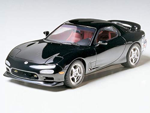 TAMIYA 24116 1:24 Mazda RX-7 R1 - originalgetreue Nachbildung, Modellbau, Plastik Bausatz, Basteln, Hobby, Kleben, Modellbausatz, Zusammenbauen, unlackiert, SCHWARZ, Mittel von TAMIYA