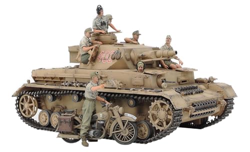 TAMIYA 25208 1:35 Dt. PzKpfw.IV AUSF.F m. Krad DAK - Modellbau, Plastik Bausatz, Hobby, Basteln, Kleben, Modellbausatz, Modell, Zusammenbauen, Grau von TAMIYA