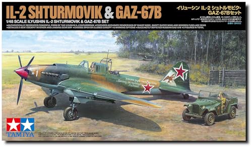 TAMIYA 25212 1:48 IL-2 Shturm. & Fhzg. GAZ-67B - Modellbau, Plastik Bausatz, Hobby, Basteln, Kleben, Modellbausatz, Modell, Zusammenbauen von TAMIYA