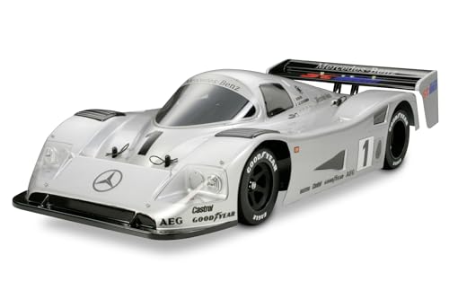 TAMIYA 47484 1:10 RC Mercedes-Benz C11 1990 Gr.C 2WD - Funkferngesteuertes Auto, Auto, Modell, Bauen, Hobby, RC-Bausatz, unlackiert, Silber von TAMIYA