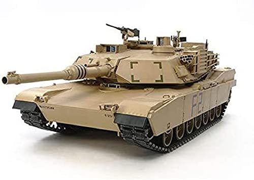 TAMIYA 56041 M1A2 56041-1 US KPz Abrams Full Option, Bausatz, Maßstab 1:16, Modellbau, RC Panzer, Aufbauanleitung, inkl. Motor, braun von TAMIYA