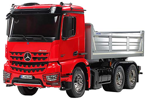 TAMIYA 56361 Mercedes-Benz 1:14 MB Arocs 3348 Rot/Silber Kipper, Bausatz zum Zusammenbauen, RC Truck, fernsteuerbarer, Lastwagen, LKW, Konstruktionsspielzeug, Modellbau, Basteln von TAMIYA