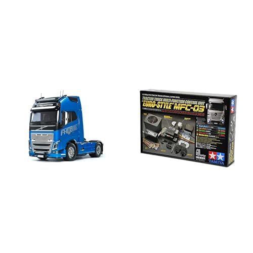 TAMIYA 56375 1:14 RC Volvo FH16 XL 750 4x2 + 56523 1:14 MFC-03 Truck-Multifunktionseinheit - Bausatz zum Zusammenbauen, RC Truck, fernsteuerbarer, Lastwagen, LKW, Konstruktionsspielzeug, Modellbau von TAMIYA