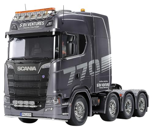 TAMIYA 56376 1:14 RC Scania 8x4/4 Gun Metal Lackiert - Bausatz zum Zusammenbauen, RC Truck, fernsteuerbarer, Lastwagen, LKW, Konstruktionsspielzeug, Modellbau, Basteln von TAMIYA