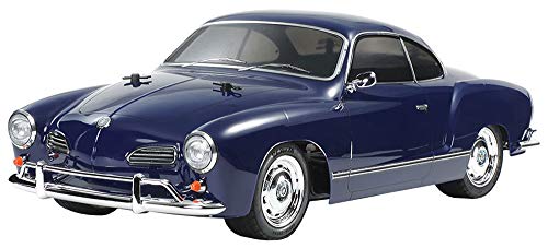 TAMIYA 58677 Volkswagen 1:10 VW Karmann GHIA (M-06L), ferngesteuertes Auto, RC Fahrzeug, Modellbau, Bausatz zum Zusammenbauen, Hobby, Basteln, Blau von TAMIYA