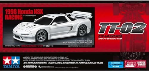 TAMIYA 58739 1:10 RC Honda NSX 1998 Racing TT-02 - ferngesteuertes Auto, Fahrzeug, Modellbau, Zusammenbauen, Hobby, RC Bausatz, unlackiert von TAMIYA