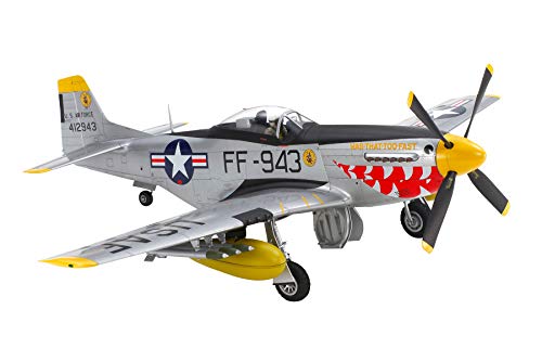 TAMIYA 60328 Amerikanisch, 603281 N.A. F-51D Mustang Korea-originalgetreue Nachbildung, Plastik Bausatz, Basteln, Modellbausatz, Zusammenbauen, unlackiert, Mehrfarbig, Silber, 1:32 von TAMIYA