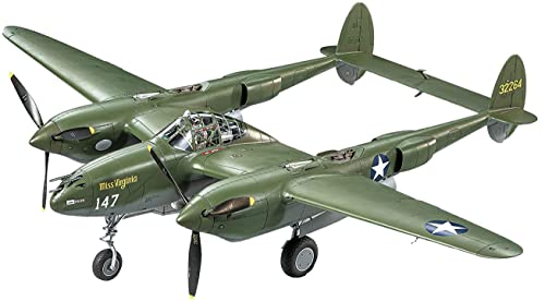 Tamiya 300061120 Lockheed P-38F P-38G Fahrzeug 1:48 US P-38 F/G Lightning, originalgetreue Nachbildung, Modellbau, Plastik Bausatz, Basteln, Hobby, Kleben, Plastikbausatz, Zusammenbauen, unlackiert von TAMIYA