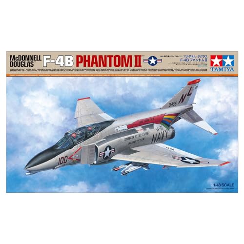 Tamiya 61121-000 Fahrzeug 61121 1:48 F-4B Phantom II Mcdonnell Douglas-Originalgetreue Nachbildung, Modellbau, Plastik Bausatz, Basteln, Hobby, Modellbausatz, Zusammenbauen, unlackiert von TAMIYA