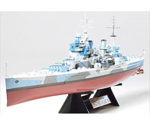 TAMIYA 78010 1:350 Britischer King George V Schlachtschiff, originalgetreue Nachbildung, Modellbau, Plastik Bausatz, Basteln, Hobby, Kleben, Modellbausatz, Zusammenbauen, unlackiert, Mehrfarbig von TAMIYA