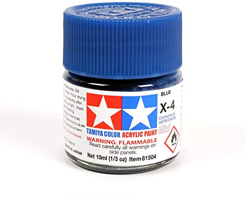 Tamiya 81504 Mini-Acrylfarbe, glänzend, Blau, Flasche mit 10 ml, X-4 von TAMIYA