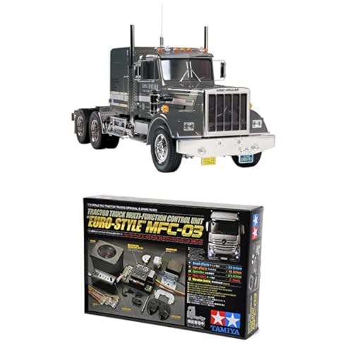 TAMIYA Bundle 1:14 LKW - Truck RC King Hauler Black Edition + 56523 1:14 MFC-03 Truck-Multifunktionseinheit, schwarz, fernsteuerbarer, Lastwagen, LKW, Konstruktionsspielzeug, Modellbau, Basteln, LKW von TAMIYA