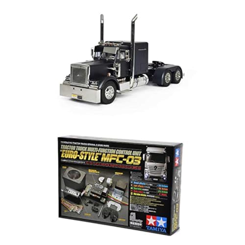 TAMIYA Bundle 56356 Other License 1:14 RC Grand Hauler Matte Black Edition, schwarz + 56523 1:14 MFC-03 Truck-Multifunktionseinheit, schwarz, fernsteuerbarer, Lastwagen, LKW, Konstruktionsspielzeug von TAMIYA