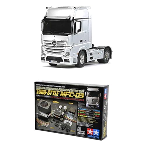 TAMIYA Bundle Truck - LWK 1:14 RC Mercedes Benz Actros 1851 GigaSpace + 56523 1:14 MFC-03 Truck-Multifunktionseinheit, schwarz, fernsteuerbarer, Lastwagen, LKW, Konstruktionsspielzeug, Modellbau, von TAMIYA