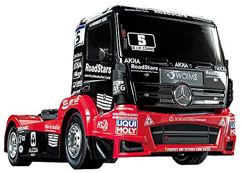 TAMIYA 58683 Mercedes-Benz 1:14 RC M-B Race Truck Actros MP4 TT-01E, ferngesteuertes Auto/Fahrzeug, Modellbau, Bausatz, Hobby, Basteln, Modell, Zusammenbauen, rot/schwarz, Small von TAMIYA