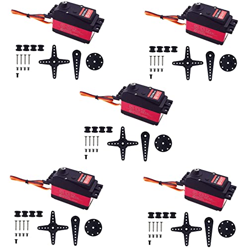 TAMOSH 5 Stück DS5160 60Kg 8,4 V Hoch Spannungs wasserdichte Digitale Servo für 1: 5 RC Auto SAVOX-0236 XL 5T Roboter Arm 180 Servo von TAMOSH