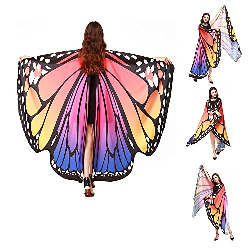 TANCUDER Damen Schmetterlingsflügel Schmetterling Kostüm Faschingkostüme Schmetterling Umhang Schal Poncho Kostüm Keine Sticks Umhang für Party Weihnachten Kostüm Cosplay Karneval Fasching(168*140cm) von TANCUDER