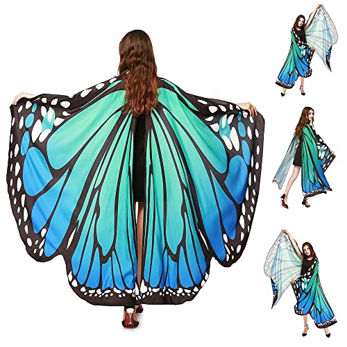 TANCUDER Damen Schmetterlingsflügel Schmetterling Kostüm Faschingkostüme Schmetterling Umhang Schal Poncho Kostüm Keine Sticks Umhang für Party Weihnachten Kostüm Cosplay Karneval Fasching(168*140cm) von TANCUDER