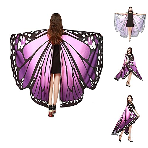 TANCUDER Damen Schmetterlingsflügel Schmetterling Kostüm Faschingkostüme Schmetterling Umhang Schal Poncho Kostüm Keine Sticks Umhang für Party Weihnachten Kostüm Cosplay Karneval Fasching(168*140cm) von TANCUDER