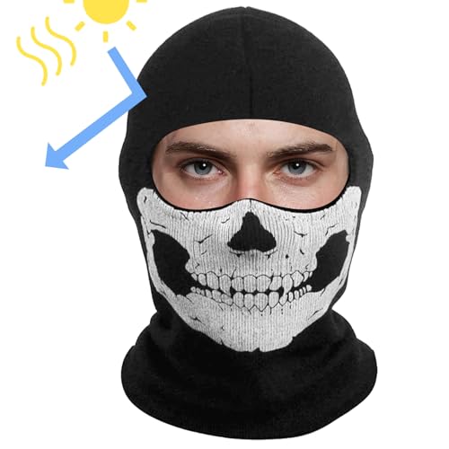 Schädel Gesichtsmaske Geistergesichtsmaske atmungsaktive gruselige Schädelmaske elastischer Kopf Schwarzer Schreie Maske für Halloween Cosplay Requisiten Frauen Männer Balaclava Gesichtsmaske von TANGPINGMAO