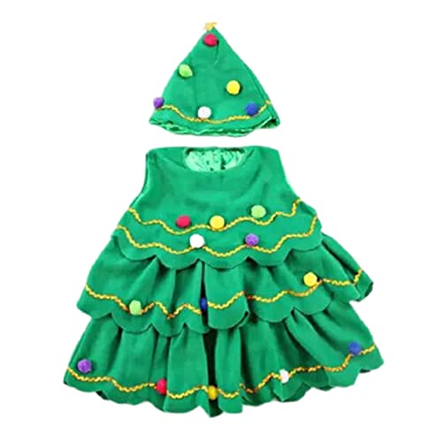 TANGPINGMAO Weihnachtsbaumkostüm Grün Weihnachtsbaumhut Outfits Kostümkleid für 43,31 Zoll hohe Kinderbühne Aufführung 110 cm Weihnachtsbaumkostüm von TANGPINGMAO