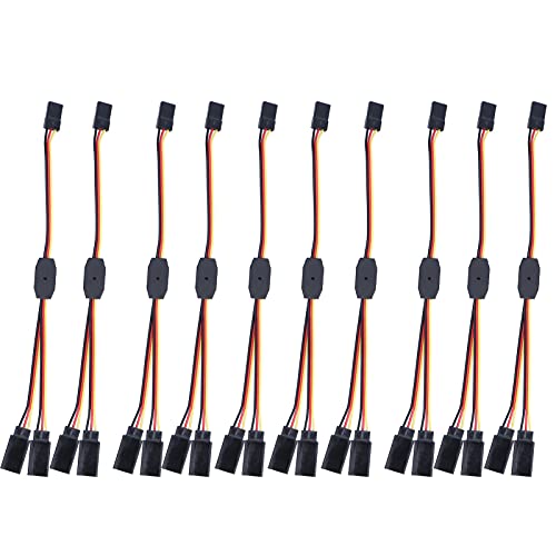 TANIQIACA 10 PCs Servo -Splitterkabel, PVC isoliert, flexibel und weit verbreitete Servo -Kabel zum Anschließen von Zwei Servomotoren mit demselben Steuerkanal von TANIQIACA