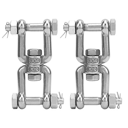 TANIQIACA 2Pcs Anchor Shackle, 304 Stainless Steel Rotating Connector with Insurance M10, High Strength and, Double Jaw for Preventing, Ideal for von TANIQIACA