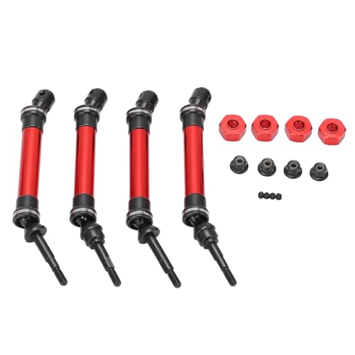 TANIQIACA Vorderer und hinterer Antriebswellensatz aus Stahl mit Gleitmuttern für Slash 1/10 RC-Cars, ideal für Bastler (Red) von TANIQIACA