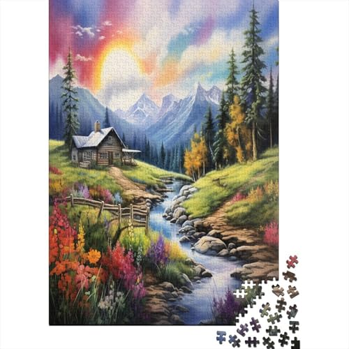 Alpine Serenity Puzzle 1000 Pieces Puzzle for Adults from 14 Years, Impossible Puzzle, Puzzle Games for Adults Puzzle with Colourful Tower Clock Motif 1000pcs (75x50cm) von TANLINGFL