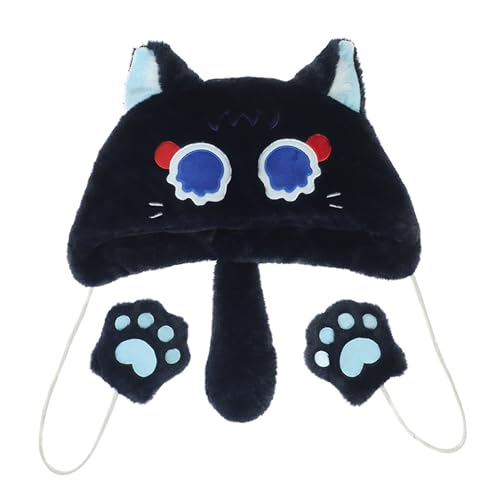 Genshin Impact Scaramouche Plüsch Weinende Katze Hut Bewegende Ohren Merch Cosplay Zubehör Halloween der Dekorationen (1) von TANSHOW