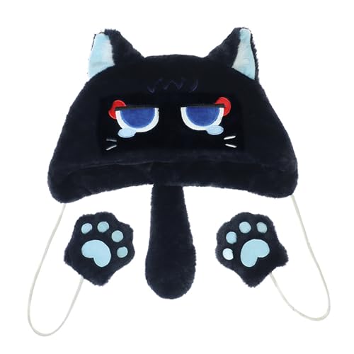 Genshin Impact Scaramouche Plüsch Weinende Katze Hut Bewegende Ohren Merch Cosplay Zubehör Halloween der Dekorationen (2) von TANSHOW