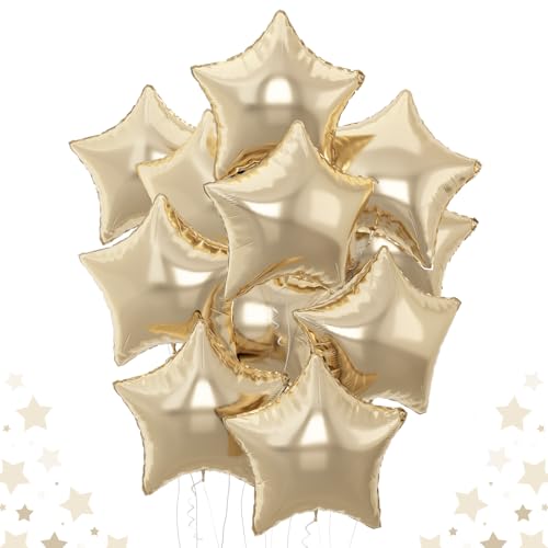 Gold Stern Foil Luftballon, 18 Zoll Hell Gold Stern Helium Folienballons, 10 Stück Große Gold Sterne Luftballons Gold Pentagramm Folien Ballons für Geburtstag Hochzeit Abschluss Babyparty Dekoration von TAOYE