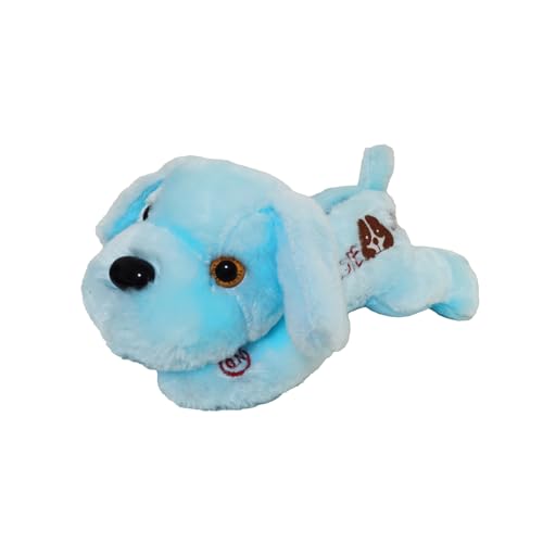 TAOZHUGONG LED Plüsch Hund Kuschelhund Plüschtier, 30cm Luminous Hündchen Hund Plüsch Kuscheltier, Kissen Spielzeug Nachtlicht Kinderzimmer Kinderzimmer Dekokissen Geburtstagsgeschenk (Blua) von TAOZHUGONG