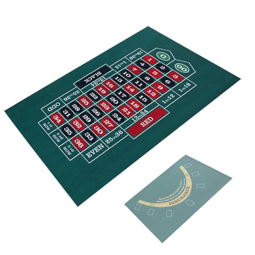 TAOZHUGONG Pokermatte Pokertischauflage, Pokerauflage Doppelseitige Muster, Poker Tischauflage Doppelseitige Filz Roulette Matte Tischspiel aus Filz 60x90 cm (A) von TAOZHUGONG