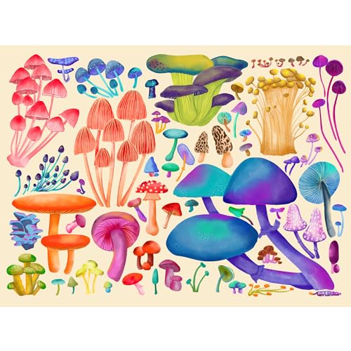 TAOZI&LIZHI Puzzles für Erwachsene 1000 Teile, Farbverlaufsserie – Wunderlicher Pilz, Buntes Pilz-Kunstpuzzle für Erwachsene, Malerei, Pilz Farbe Puzzle, Waldmagie, 20 x 27 Zoll von TAOZI&LIZHI