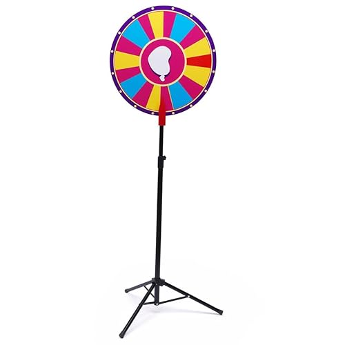 Glücksrad mit Stativ Glücksrad zum Drehen 60cm Drehrad Spielzeug Farbe Rad Spiele ideal höhenverstellbar 18 Slots für Party Karneval Veranstaltung von TAPMING