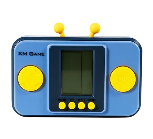 TAQY Kreativitäts Handheld Spielkonsole aus Bausteinen Retro-Stil 26 Bausteinspiele Einstellbares Level/Geschwindigkeit ​​ Weiche Silikonknöpfe Panzerschlacht Elektronisches Spielzeug (Blue) von TAQY