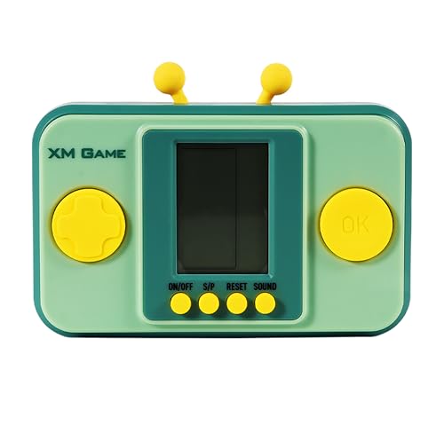 TAQY Kreativitäts Handheld Spielkonsole aus Bausteinen Retro-Stil 26 Bausteinspiele Einstellbares Level/Geschwindigkeit ​​ Weiche Silikonknöpfe Panzerschlacht Elektronisches Spielzeug (Green) von TAQY