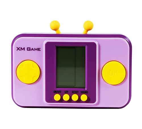 TAQY Kreativitäts Handheld Spielkonsole aus Bausteinen Retro-Stil 26 Bausteinspiele Einstellbares Level/Geschwindigkeit ​​ Weiche Silikonknöpfe Panzerschlacht Elektronisches Spielzeug (Purple) von TAQY