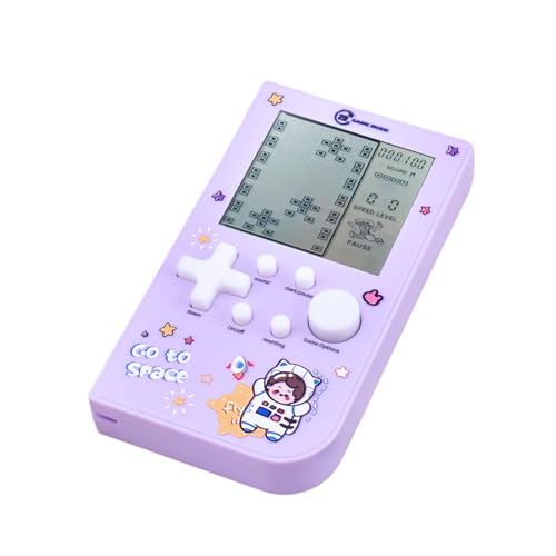 TAQY Neue Blockspielkonsole mit 26 Spielen Macaron-Farben Retro Taschenspielautomat Brick Spiel/Rennen/Panzerschlacht Puzzle Spielzeug Elektronische Maze Handgerät Geschenk für Kinder (Purple) von TAQY