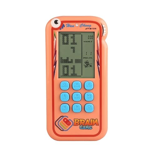 TAQY Niedliche Blockspielkonsole 2500+ Levels Elektronische Spiele Bausteine/Panzer Retro Handheld-Spielgerät für drinnen/draußen Wiederaufladbar Puzzlespielzeug als Geschenk für Kinder (Orange) von TAQY