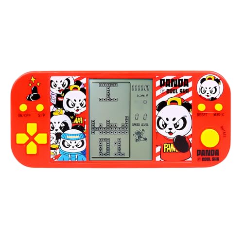 TAQY Panda Cartoon Retro Block Spielkonsole 26 Ziegelspiele 2574 Levels Einstellbare Geschwindigkeit/Schwierigkeit Elektronisches Handspiel für Kinder Panzerschlacht Puzzlespielzeug-Geschenke (HRed) von TAQY