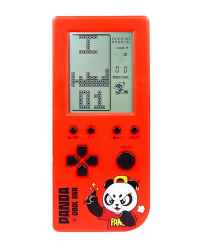 TAQY Panda Cartoon Retro Block Spielkonsole 26 Ziegelspiele 2574 Levels Einstellbare Geschwindigkeit/Schwierigkeit Elektronisches Handspiel für Kinder Panzerschlacht Puzzlespielzeug-Geschenke (SRed) von TAQY