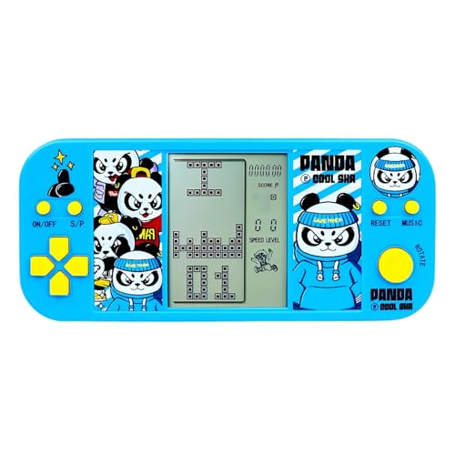 TAQY Panda Cartoon Retro Block Spielkonsole 26 Ziegelspiele 2574 Levels Einstellbare Geschwindigkeit/Schwierigkeit Elektronisches Handspiel für Kinder Panzerschlacht Puzzlespielzeug-Geschenke (HBlue) von TAQY