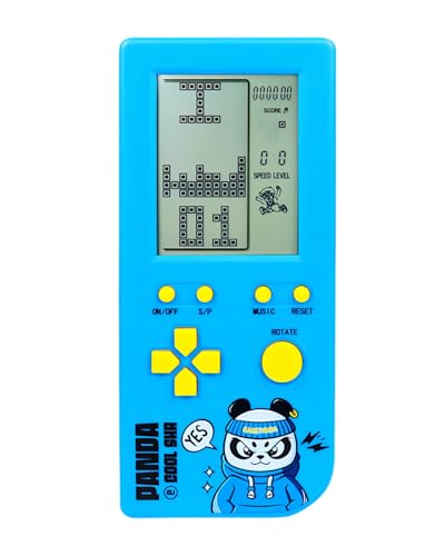 TAQY Panda Cartoon Retro Block Spielkonsole 26 Ziegelspiele 2574 Levels Einstellbare Geschwindigkeit/Schwierigkeit Elektronisches Handspiel für Kinder Panzerschlacht Puzzlespielzeug-Geschenke (SBlue) von TAQY