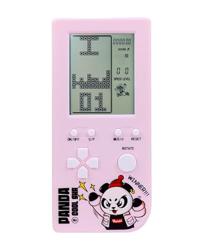 TAQY Panda Cartoon Retro Block Spielkonsole 26 Ziegelspiele 2574 Levels Einstellbare Geschwindigkeit/Schwierigkeit Elektronisches Handspiel für Kinder Panzerschlacht Puzzlespielzeug-Geschenke (Spink) von TAQY