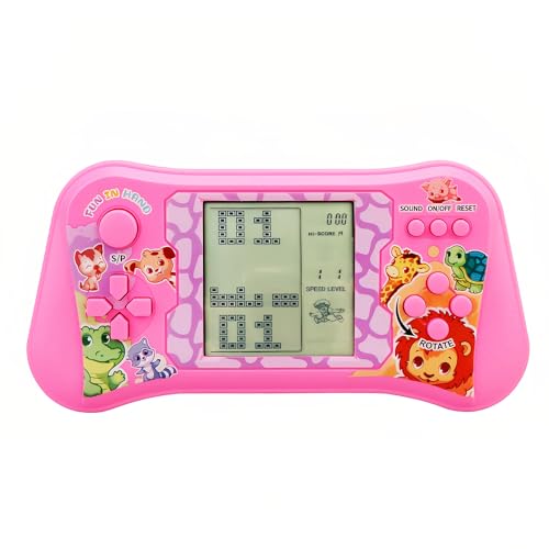 TAQY Retro Joystick-Block-Spielekonsole 999 in 1 Spielen Brick-Spiel/Rennen/Panzerschlacht Erinnerungen an die 70er/80er/90er Jahre Puzzle Spielzeug Handheld-Spielgerät Kindergeschenke (Pink) von TAQY