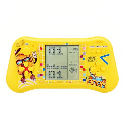 TAQY Retro Joystick-Block-Spielekonsole 999 in 1 Spielen Brick-Spiel/Rennen/Panzerschlacht Erinnerungen an die 70er/80er/90er Jahre Puzzle Spielzeug Handheld-Spielgerät Kindergeschenke (Yellow) von TAQY